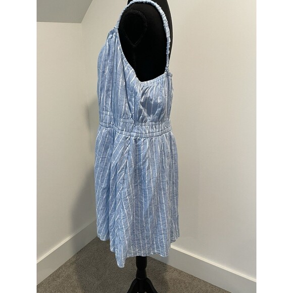 Lane Bryant plus size cotton & linen striped blue dress size 18 - Picture 3 of 6